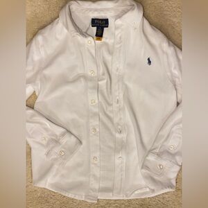 Polo by Ralph Lauren Boys White Featherweight Cotton Mesh Button Down Shirt
